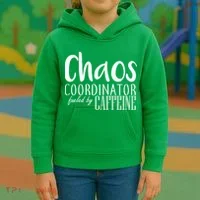 Chaos Coordinator Fueled By Caffeine Kids Hoodie thumb 3
