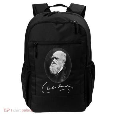Charles Darwin Portrait Signature Evolution Atheist Science Backpack