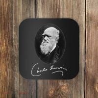 Charles Darwin Portrait Signature Evolution Atheist Science Coaster thumb 0