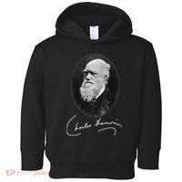 Charles Darwin Portrait Signature Evolution Atheist Science Toddler Hoodie thumb 0