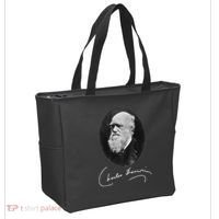 Charles Darwin Portrait Signature Evolution Atheist Science Tote Bag thumb 2