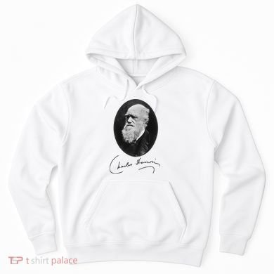 Charles Darwin Portrait Signature Evolution Atheist Science Hoodie