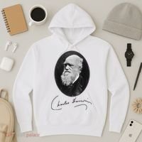 Charles Darwin Portrait Signature Evolution Atheist Science Hoodie thumb 3