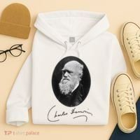 Charles Darwin Portrait Signature Evolution Atheist Science Hoodie thumb 4