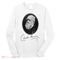Charles Darwin Portrait Signature Evolution Atheist Science Long Sleeve Shirt thumb 0