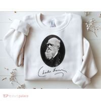 Charles Darwin Portrait Signature Evolution Atheist Science Sweatshirt thumb 2