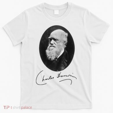 Charles Darwin Portrait Signature Evolution Atheist Science T-Shirt