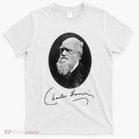 Charles Darwin Portrait Signature Evolution Atheist Science T-Shirt thumb 0