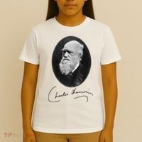 Charles Darwin Portrait Signature Evolution Atheist Science T-Shirt thumb 4