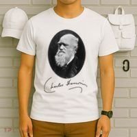 Charles Darwin Portrait Signature Evolution Atheist Science T-Shirt thumb 6