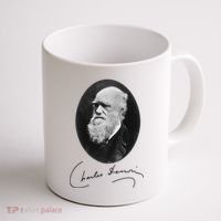 Charles Darwin Portrait Signature Evolution Atheist Science Coffee Mug thumb 1