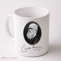 Charles Darwin Portrait Signature Evolution Atheist Science Coffee Mug thumb 0