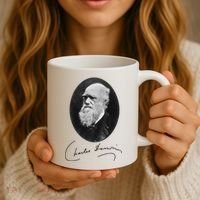 Charles Darwin Portrait Signature Evolution Atheist Science Coffee Mug thumb 3