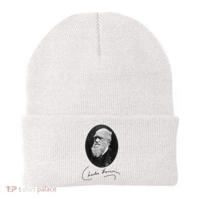 Charles Darwin Portrait Signature Evolution Atheist Science Beanie