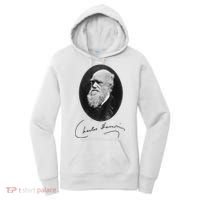 Charles Darwin Portrait Signature Evolution Atheist Science Women's Hoodie thumb 0