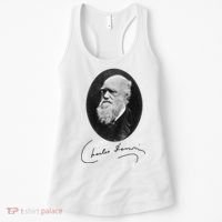 Charles Darwin Portrait Signature Evolution Atheist Science Women's Tank Top thumb 0