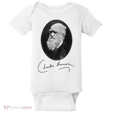Charles Darwin Portrait Signature Evolution Atheist Science Baby Bodysuit