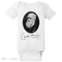 Charles Darwin Portrait Signature Evolution Atheist Science Baby Bodysuit thumb 0