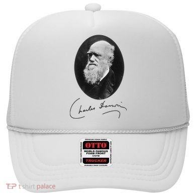 Charles Darwin Portrait Signature Evolution Atheist Science Hat
