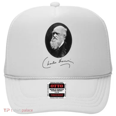 Charles Darwin Portrait Signature Evolution Atheist Science Hat