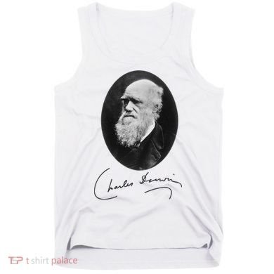 Charles Darwin Portrait Signature Evolution Atheist Science Tank Top