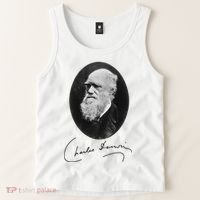 Charles Darwin Portrait Signature Evolution Atheist Science Tank Top thumb 2