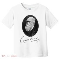 Charles Darwin Portrait Signature Evolution Atheist Science Toddler T-Shirt thumb 0