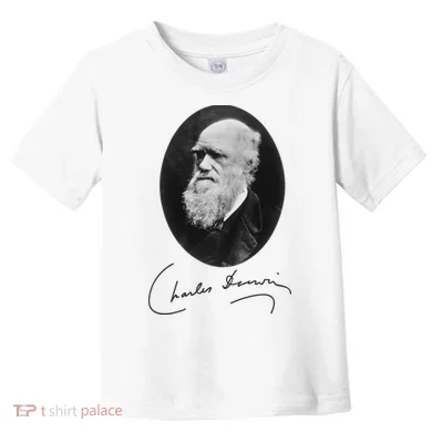 Charles Darwin Portrait Signature Evolution Atheist Science Toddler T-Shirt