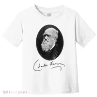 Charles Darwin Portrait Signature Evolution Atheist Science Toddler T-Shirt thumb 0