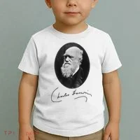 Charles Darwin Portrait Signature Evolution Atheist Science Toddler T-Shirt thumb 2