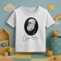 Charles Darwin Portrait Signature Evolution Atheist Science Toddler T-Shirt thumb 3