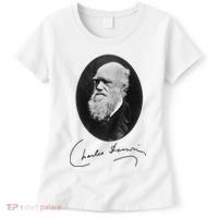 Charles Darwin Portrait Signature Evolution Atheist Science Women's T-Shirt thumb 0