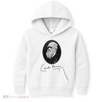 Charles Darwin Portrait Signature Evolution Atheist Science Kids Hoodie thumb 0