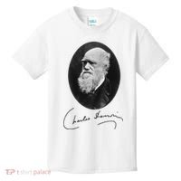 Charles Darwin Portrait Signature Evolution Atheist Science Kids T-Shirt thumb 0