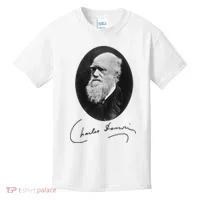 Charles Darwin Portrait Signature Evolution Atheist Science Kids T-Shirt thumb 0