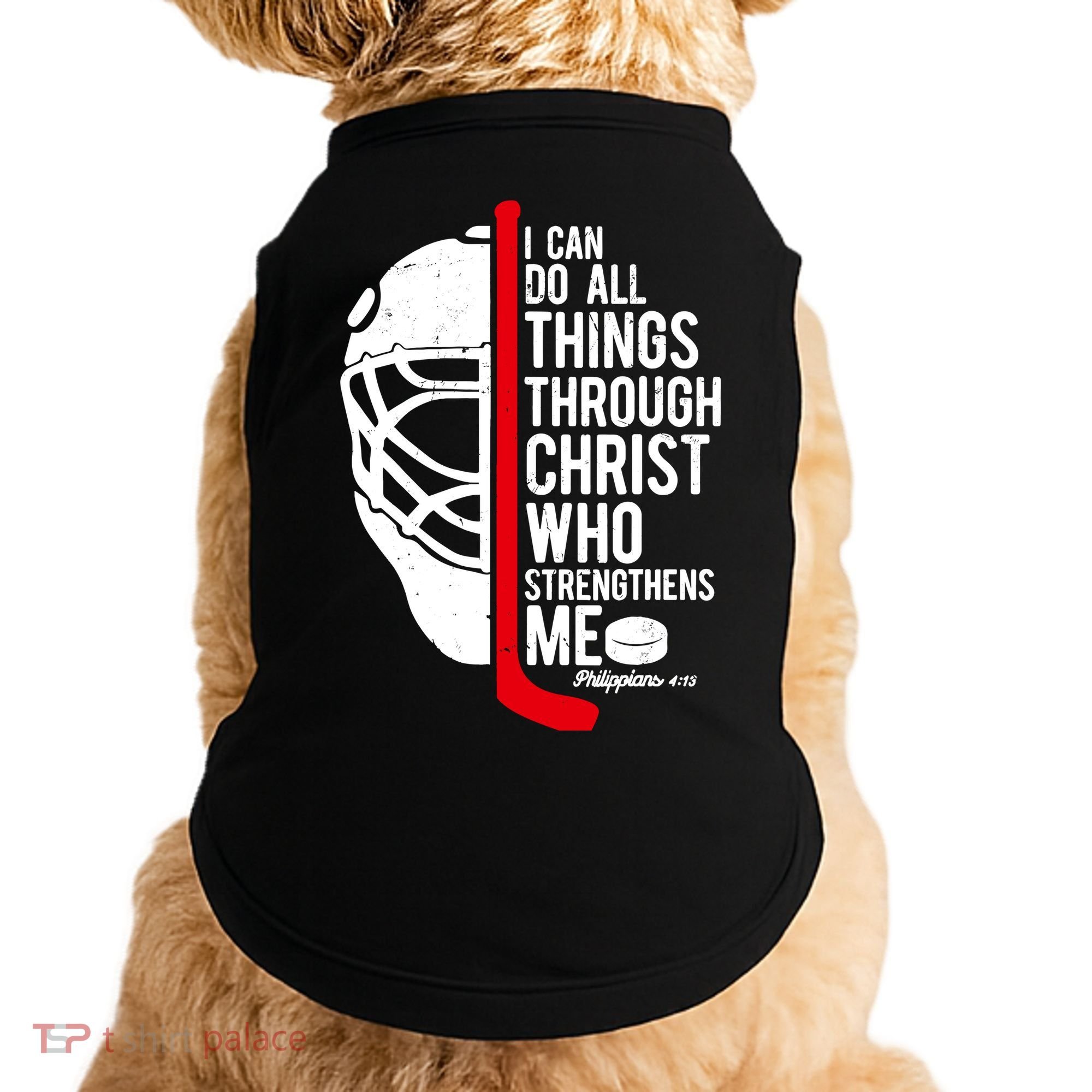 Christian Hockey Bible Verse Philippians Religious Hockey Gift Doggie Tank