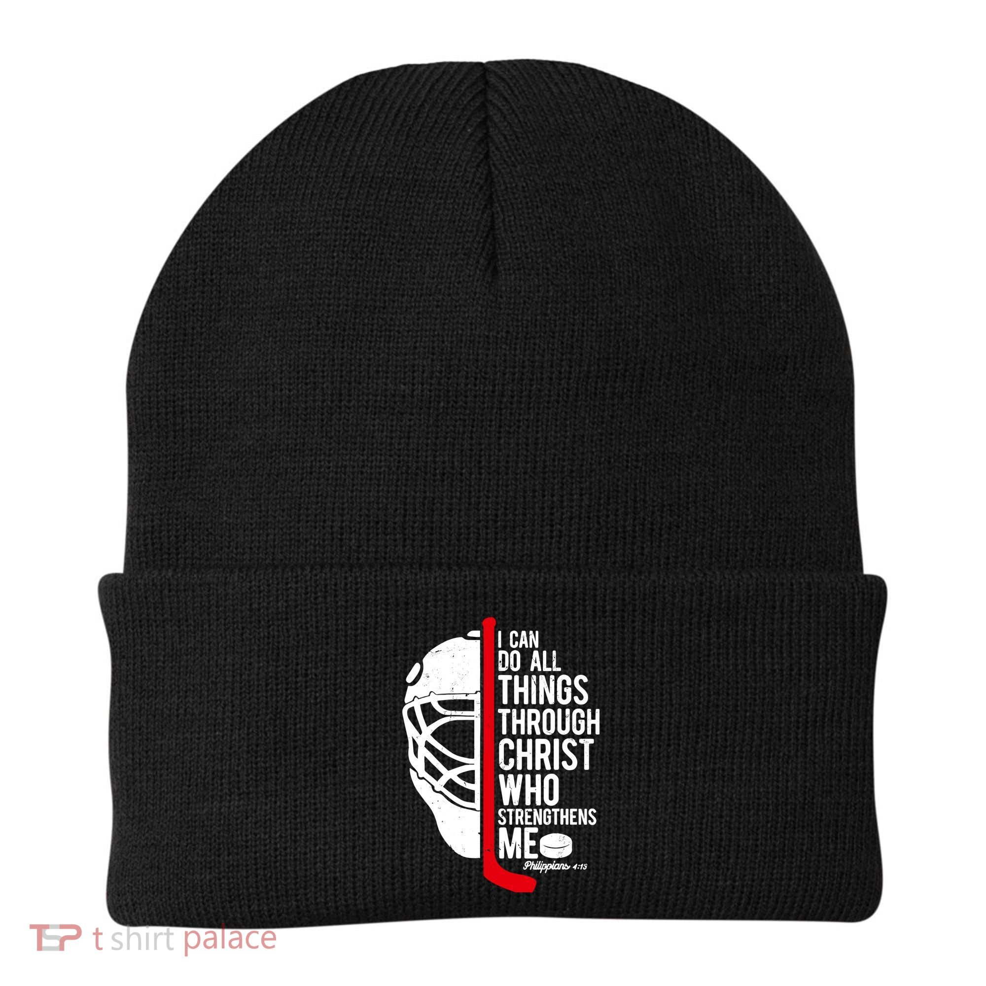 Christian Hockey Bible Verse Philippians Religious Hockey Gift Beanie