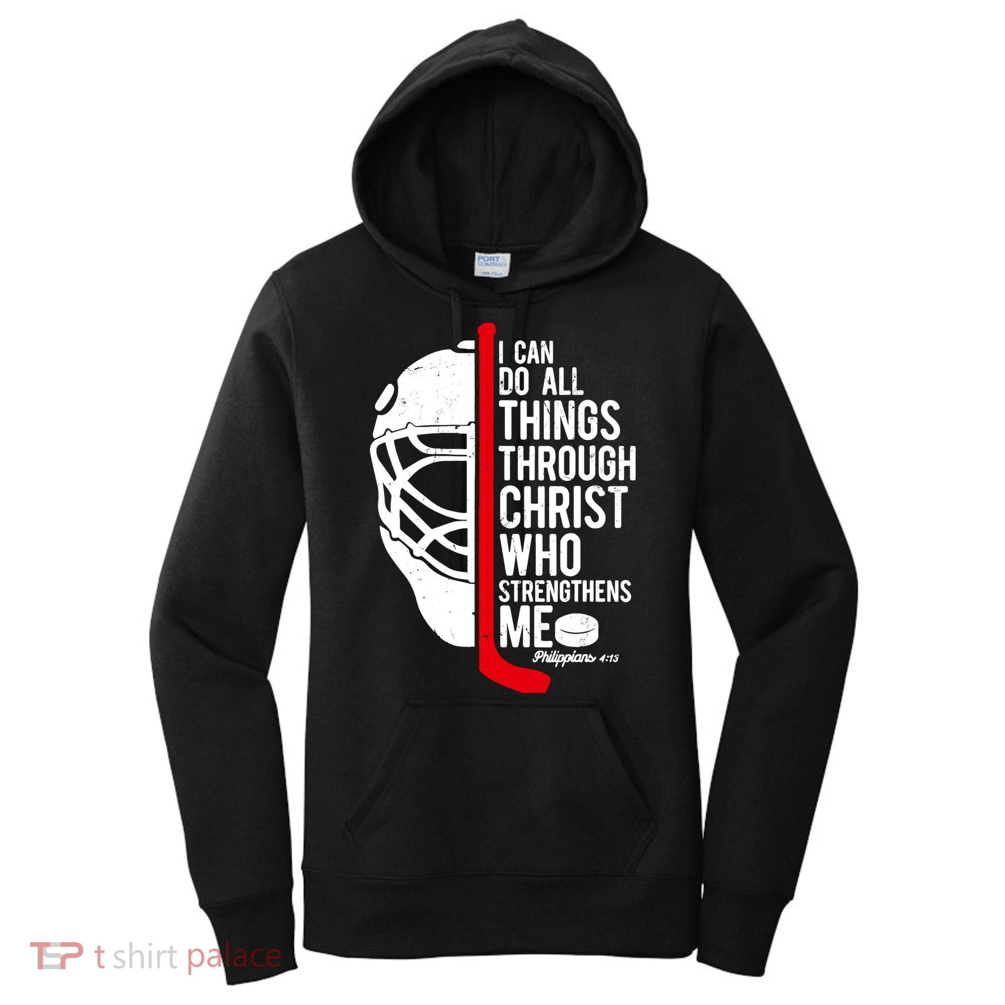 Christian Hockey Bible Verse Philippians Religious Hockey Gift Women's Hoodie