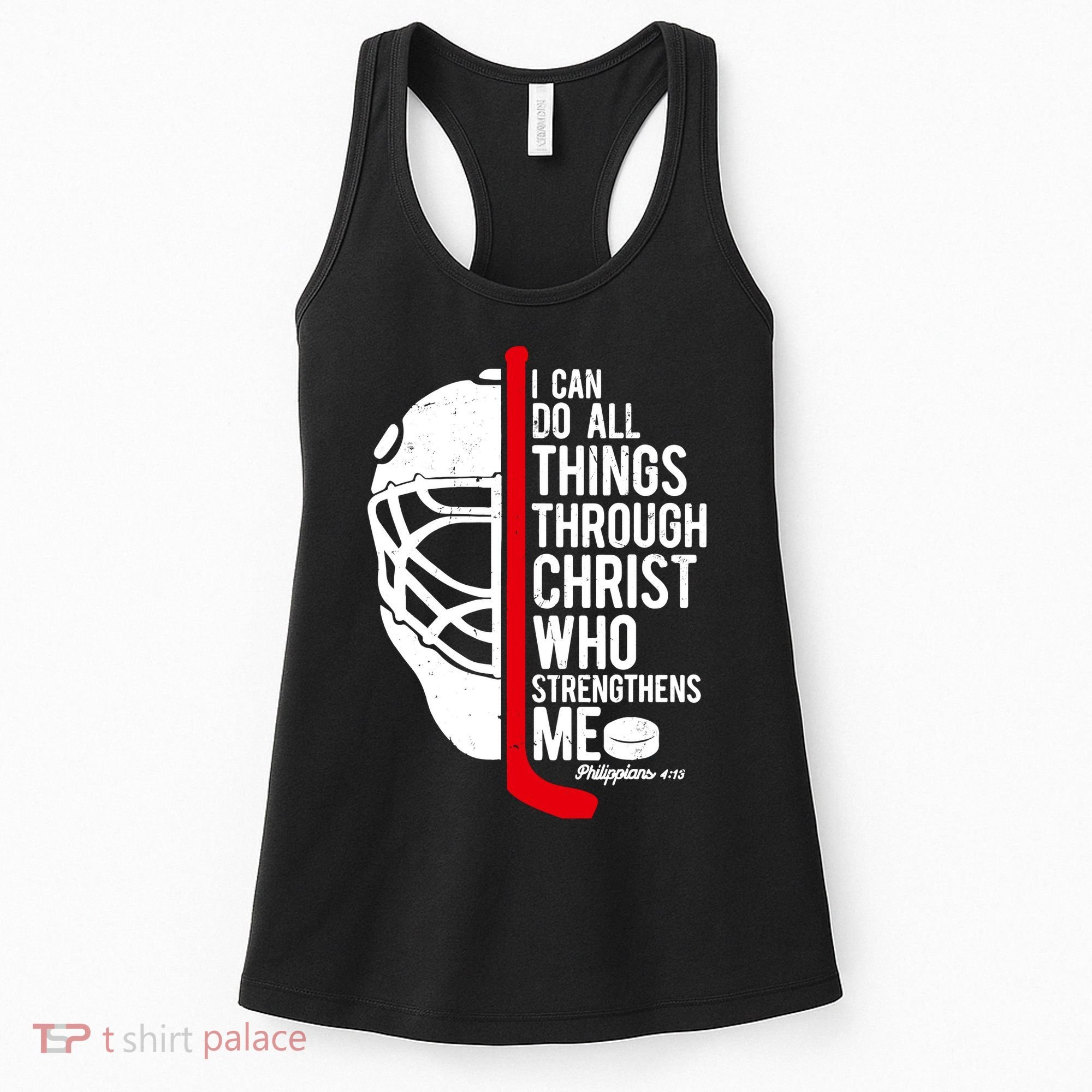 Christian Hockey Bible Verse Philippians Religious Hockey Gift Women's Tank Top