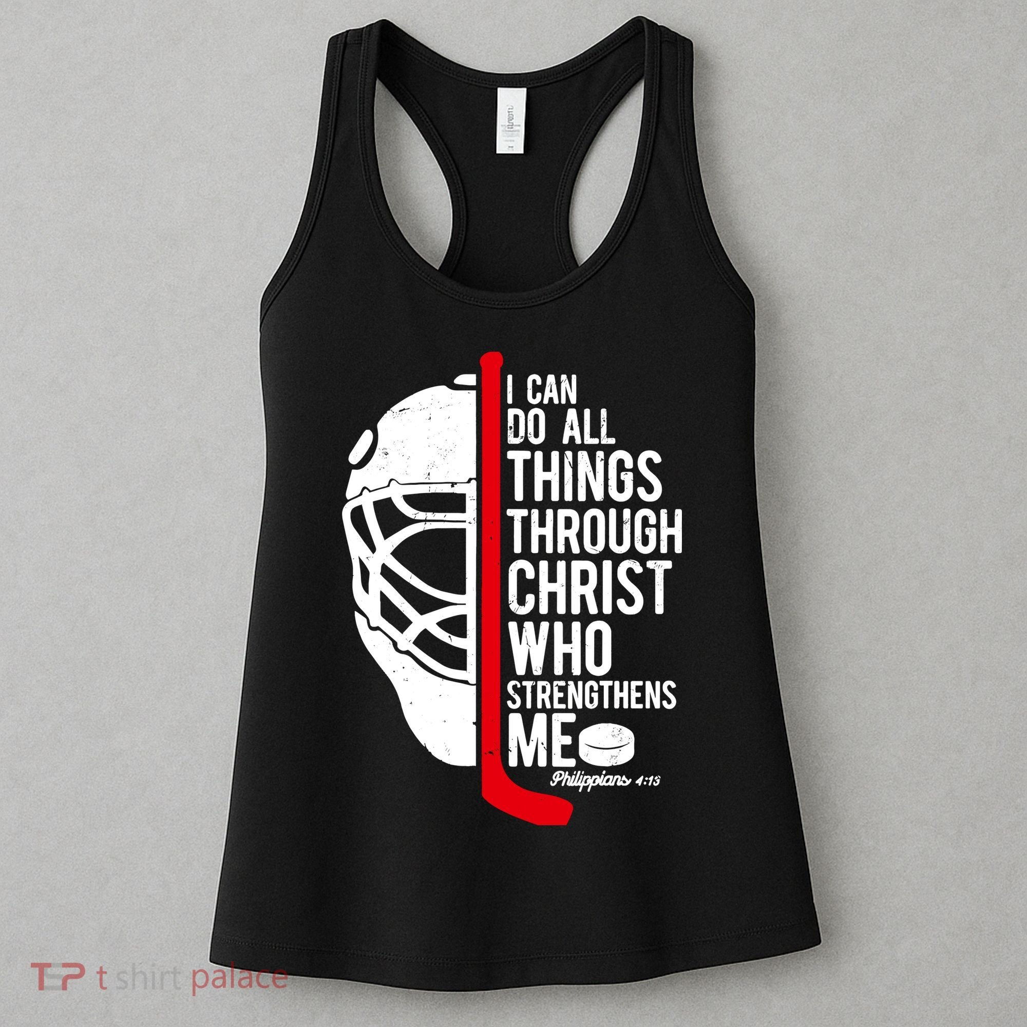 Christian Hockey Bible Verse Philippians Religious Hockey Gift Women's Tank Top