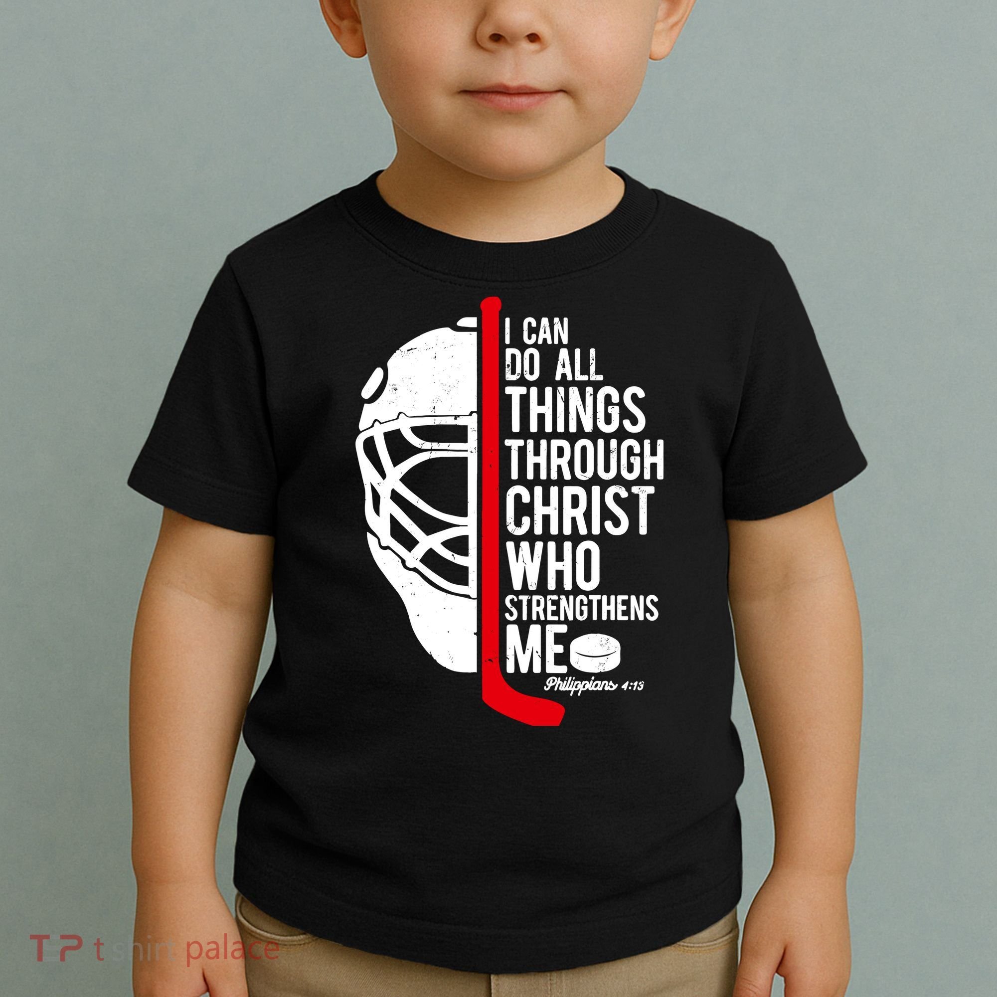 Christian Hockey Bible Verse Philippians Religious Hockey Gift Toddler T-Shirt
