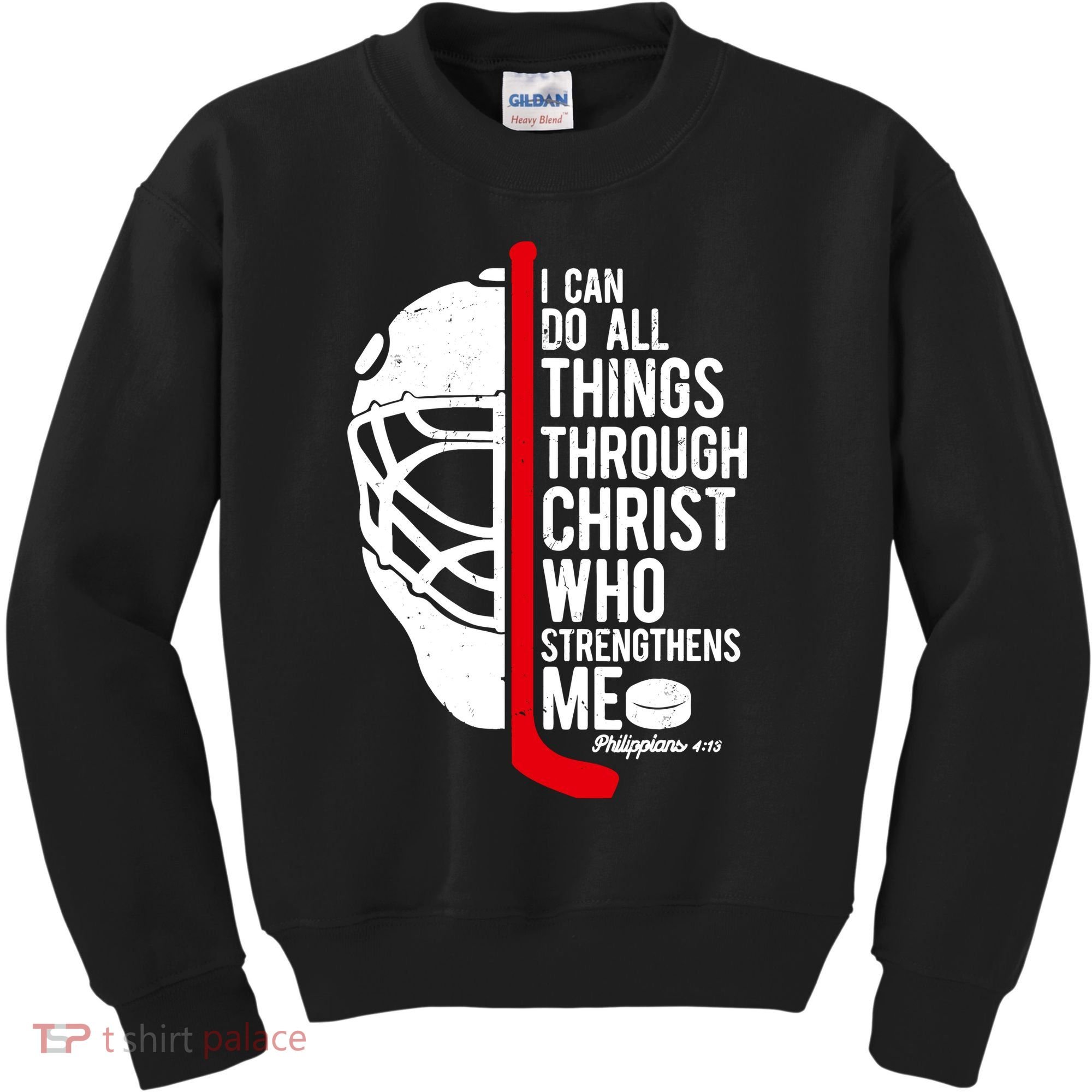 Christian Hockey Bible Verse Philippians Religious Hockey Gift Kids Sweatshirt