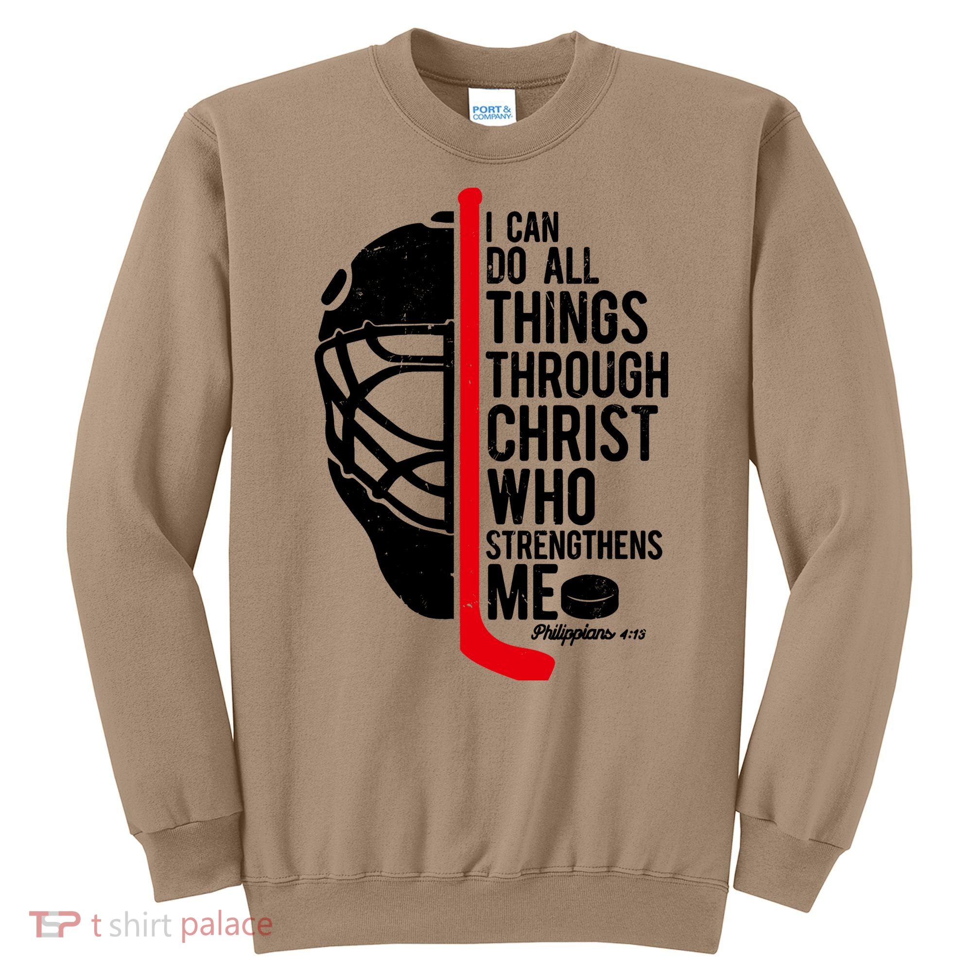 Christian Hockey Bible Verse Philippians Religious Hockey Gift Sweatshirt