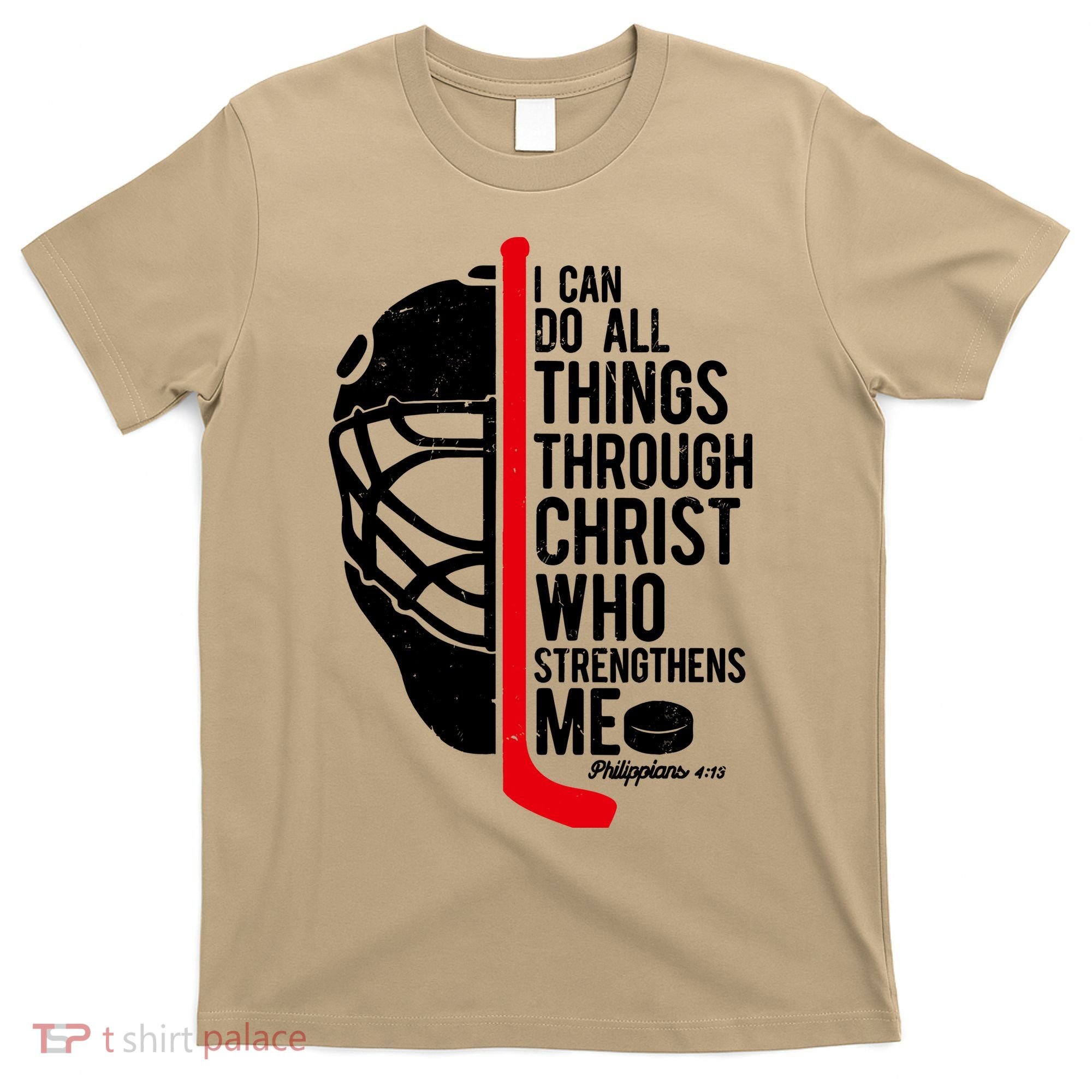 Christian Hockey Bible Verse Philippians Religious Hockey Gift T-Shirt