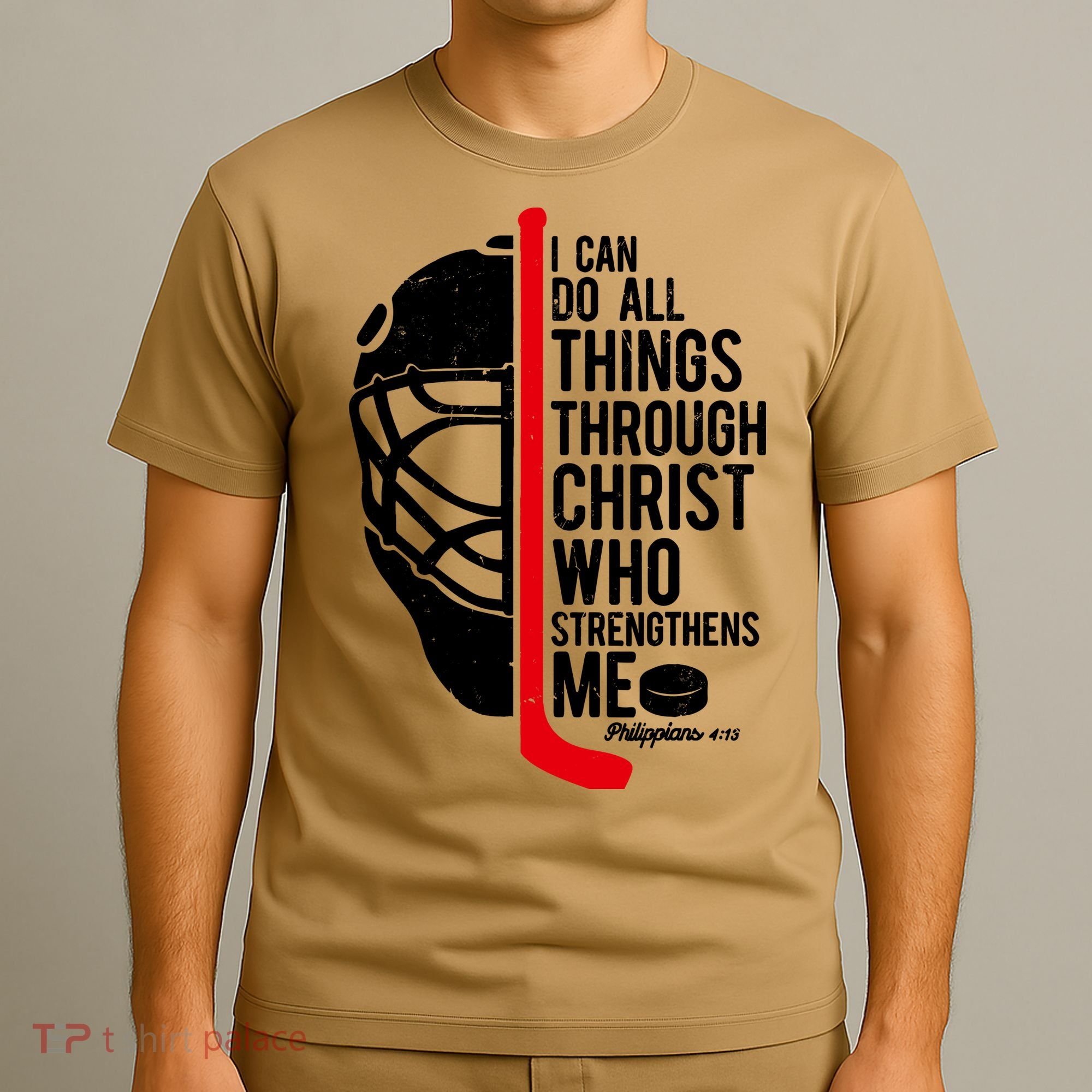 Christian Hockey Bible Verse Philippians Religious Hockey Gift T-Shirt