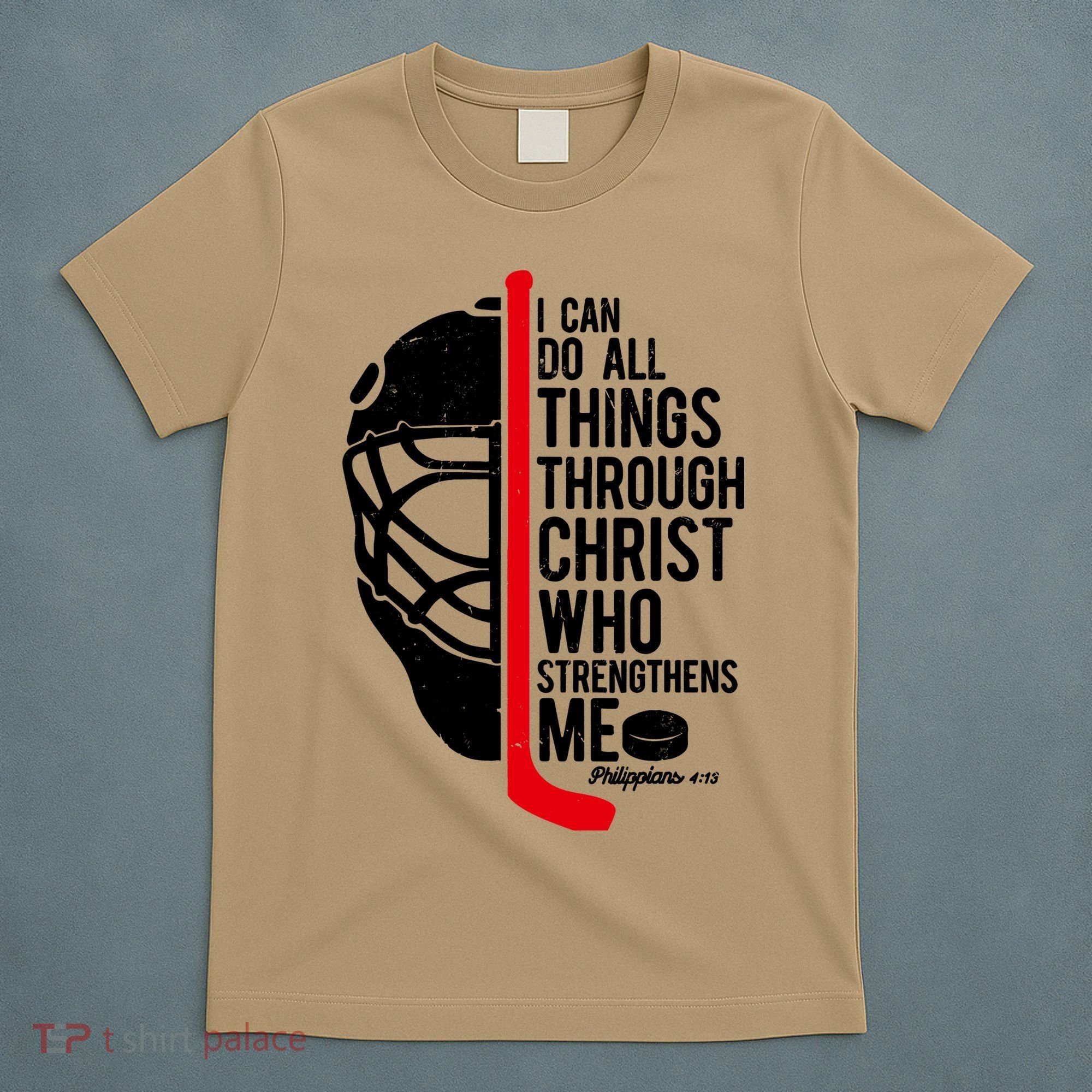Christian Hockey Bible Verse Philippians Religious Hockey Gift T-Shirt