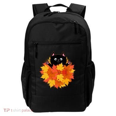 Cute Happy Black Cat Fall Autumn Leaves Backpack