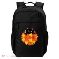 Cute Happy Black Cat Fall Autumn Leaves Backpack thumb 0