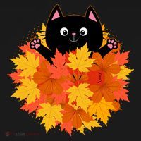 Cute Happy Black Cat Fall Autumn Leaves Backpack thumb 2
