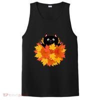Cute Happy Black Cat Fall Autumn Leaves PosiCharge Competitor Tank thumb 0